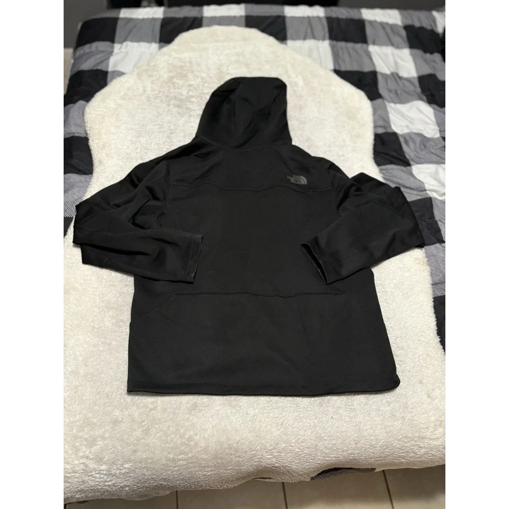 North Face Men's Large Solid Black Full Zip Jacket Hood Polyester READ